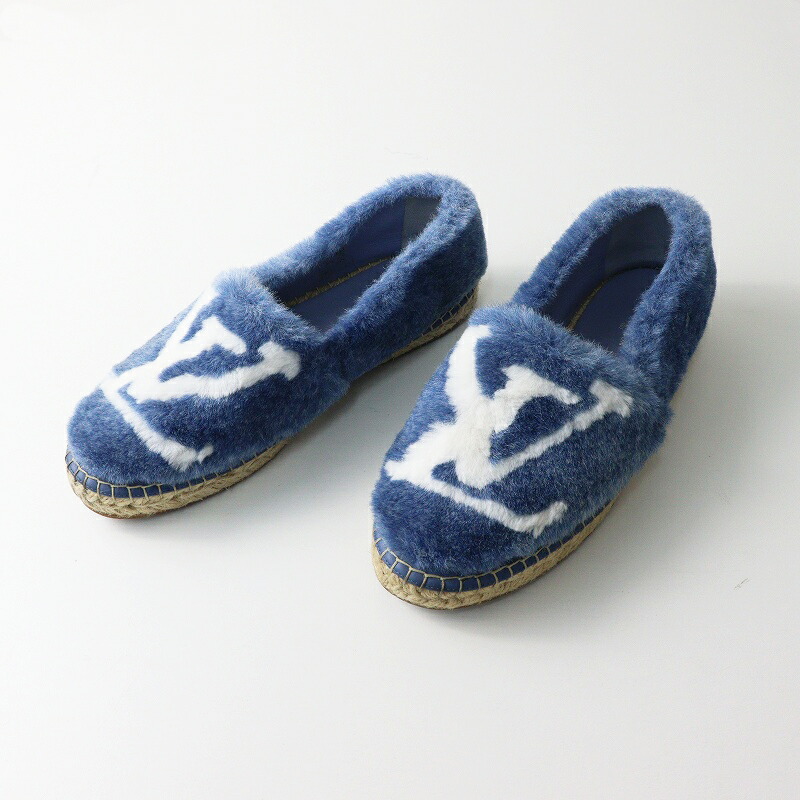 【継続期間制限事項通貨価値】良品 ルイヴィトン LOUIS VUITTON シーショア 生産ライン フェイクファー エスパドリーユスリッポン シューズ 36.5(23.5糎)//【2400014581614】【中古】