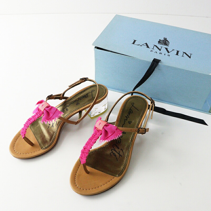 【期間限定価格】未使用 イタリア製 ファーストライン ランバン LANVIN クリアヒール リボン トングサンダル 37/ブラウン 約24.5cm【2400014491296】【中古】｜ブランド古着 買取販売 TRESOR 8,238円