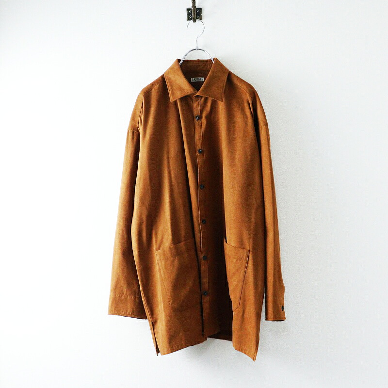 【継続期間押さえる必要経費】美品 ラキネス RAKINES Micro light suede Medical unit shirt フェイクスエード プルオーバー上衣 2 赤銅色系┃【2400014646498】【中古】