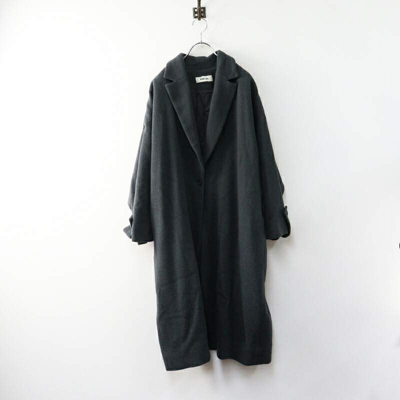 【継続期間制限事項通貨価値】2021AW エヴァムエヴァ evam eva wool angora tailored coat 羊毛 アンゴラ テーラードコート 2｜濃灰色薄墨色【2400014696097】【中古】