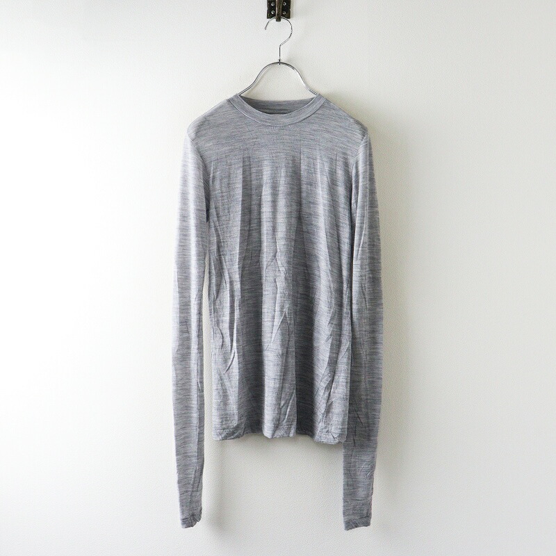 美品 23AW オーラリー AURALEE A23AP03WT SUPER SOFT WOOL SHEER L/S TEE  シアー長袖プルオーバー 1 薄墨色┃【2400014798388】【中古】