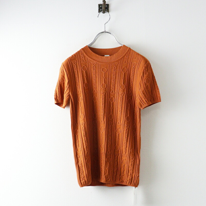 【継続期間制限事項通貨価値】未当てはめる JP下げ札 2024AW エルメス HERMES EFFET KALEIDOSCOPE ショートスリーブニットセーター 34 アカチャ┃//【2400014830439】【中古】
