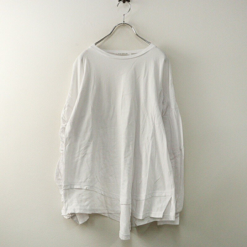 2025SS エンフォルド ENFOLD GATHER MOTIF LONG-SLEEVES T-SHIRT ひな型 プルオーバー 38｜白いこと【2400014786590】【中古】