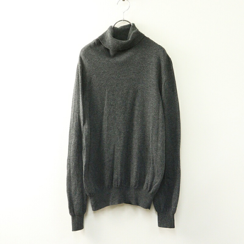 メゾンマルタンマルジェラ Maison Martin Margiela レザーエルボーパッチ タートルネック編み物 M＼薄墨色 メンズ【2400014816785】【中古】 トップス-ニット・セーター-メンズファッション