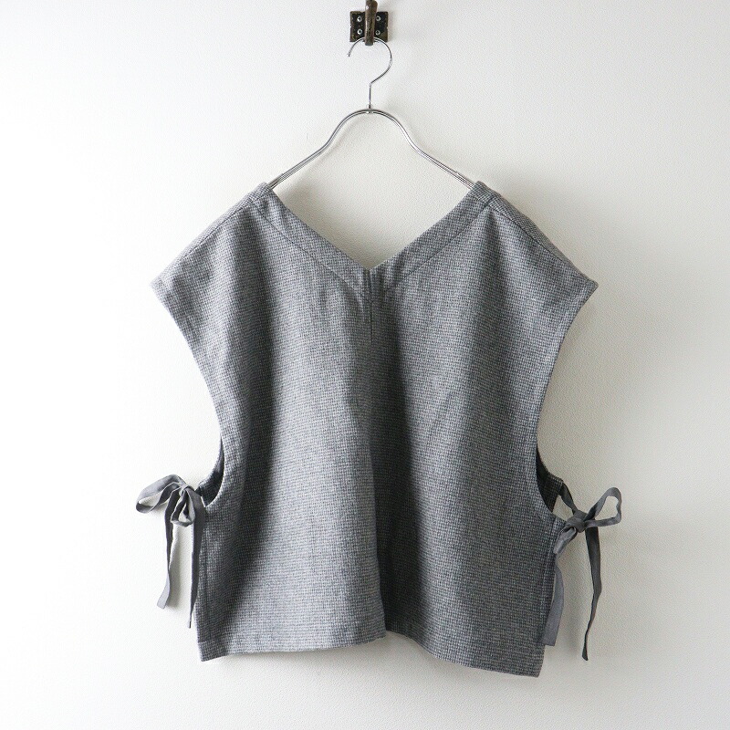 【継続期間制限事項通貨価値】2025AW フォグリネンワーク fog linen work ルオゼ 傍えシュロの葉より良い＼薄墨色 羊毛 読み合わせる Vのど首 ジレ【2400014844474】【中古】
