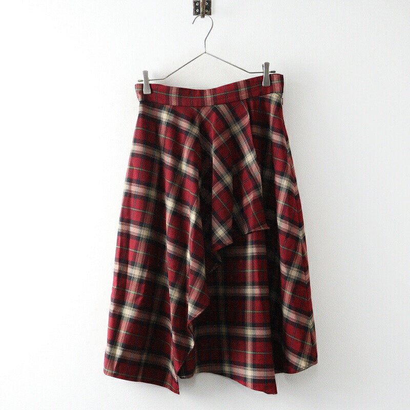 【継続期間押さえる必要経費】美品 エムズグレイシー M\u0027S GRACY  タータンチェック ランダムヘム 太陽面爆発スコート 40 赤いこと┃赤 ボトムス フラウンス【2400014879414】【中古】