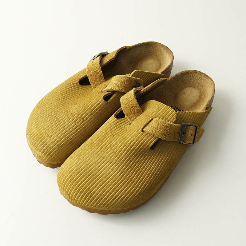 ビルケンシュトック BIRKENSTOCK 豆の町 スエードクロスなめし革 サンダル 23糎∥黄色系 洋芥子 くつ 靴 【2400014881271】【中古】