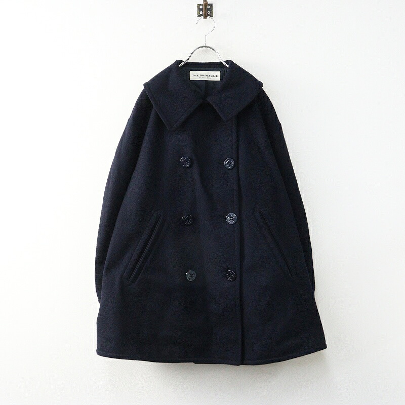 【継続期間制限事項必要経費】2022AW ザシンゾーン THE SHINZONE FLARE PEA COAT 太陽面爆発P厚地の外套 34＼米国海軍 絨毛 ダブル前胸部 ロング【2400014904482】【中古】 コート・ジャケット-レディースファッション