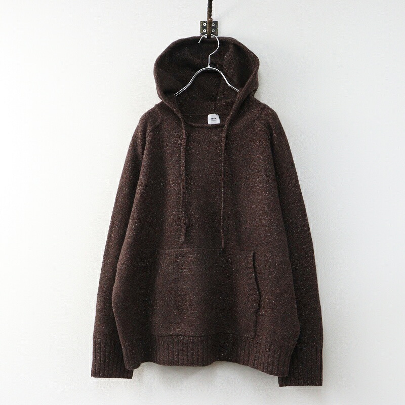 美品 2025AW イエナ IENA 天使の都市 BOUCLE アルパカラメMIX編み物パーカー ｜赤銅色系 シャイニー ティーシャツ フーディ【2400014920741】【中古】