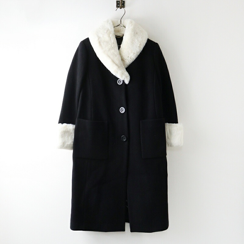 新品 未当て嵌める ケイトスペード kate spade NEW YORK フォウ 毛皮刈り込み 羊毛厚地の外套 2 黒いこと┃アウター 厚地の外套【2400014930498】【中古】