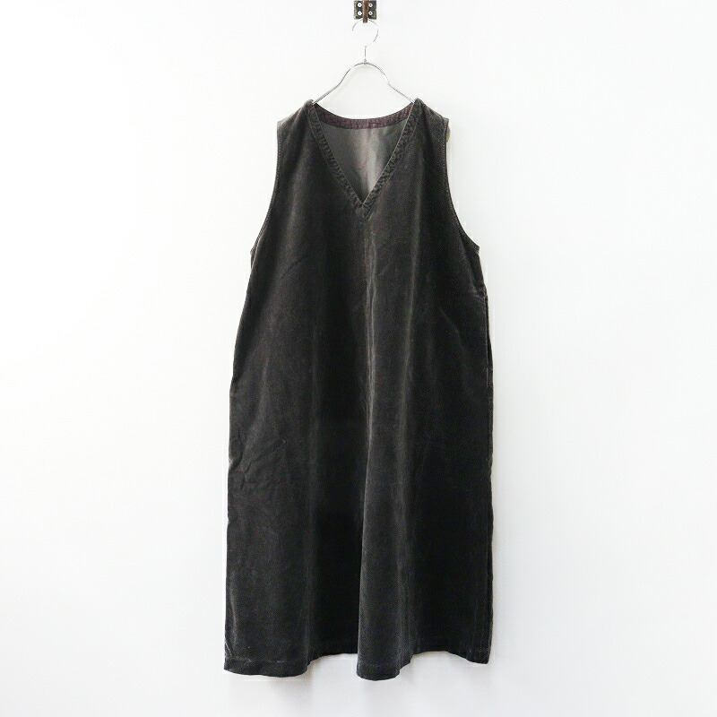 【期間限定価格】2025AW ネストローブ nest Robe コットンベルベット2wayVネックドレス F｜チャコール系 トップス ノースリーブ ベロア【2400014926354】【中古】｜ブランド古着 買取販売 TRESOR