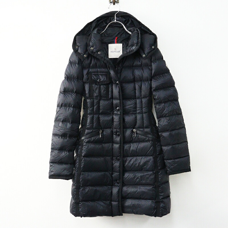JPタグ モンクレール MONCLER HERMINE エルミンヌ フード付き ダウンコート 00 ブラック /マットナイロン ロゴ【2400014942767】【中古】｜ブランド古着 買取販売 TRESOR