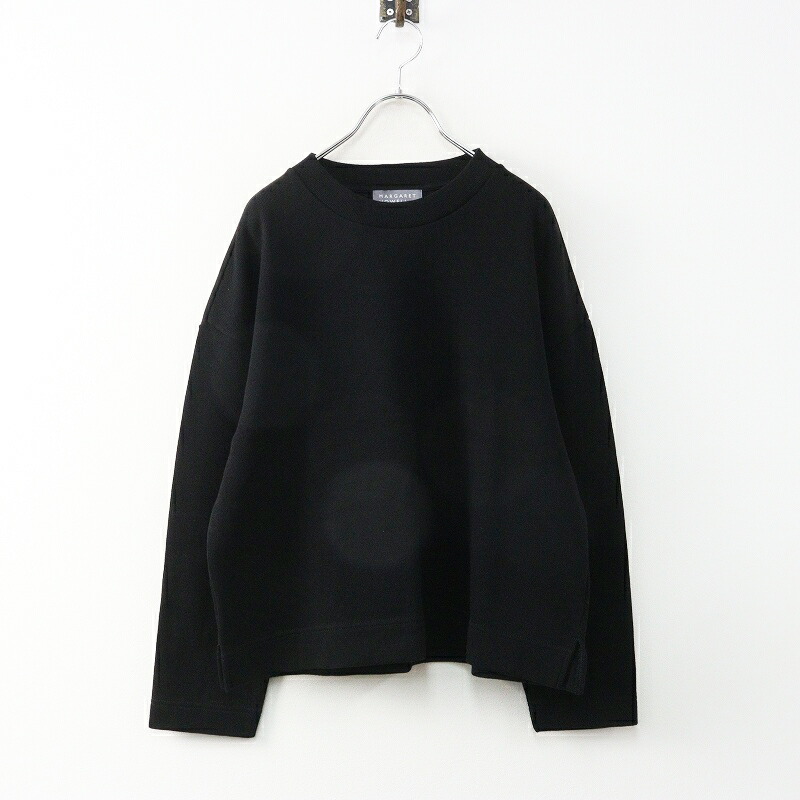 2024AW マーガレットハウエル MARGARET HOWELL COTTON WOOL JERSEY 綿織物 羊毛 プルオーバー カットソー 2 黒いこと／【2400014952636】【中古】