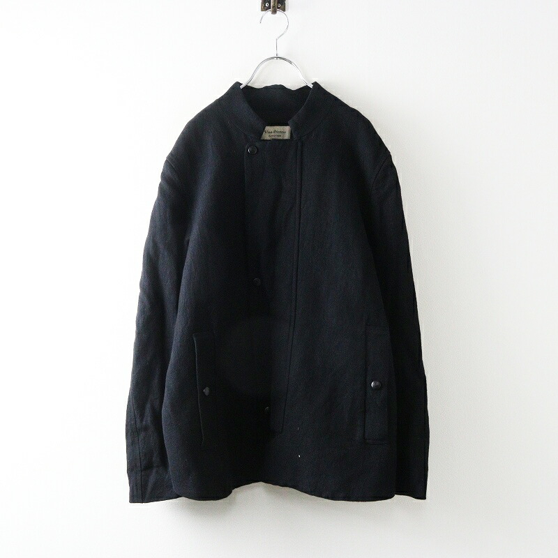 【継続期間制限事項通貨価値】近念青写真 美品 ヴラスブラム Vlas Blomme Wool Linen 照明ランプ色合い 上衣 H2｜黒いこと 羽織り アウター【2400014947045】【中古】