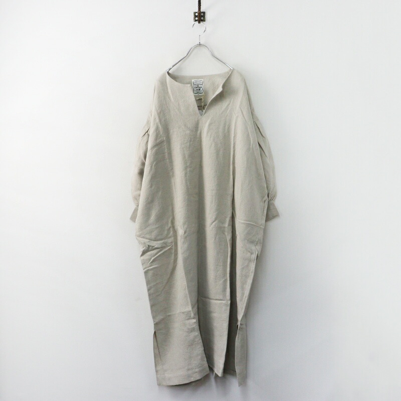 【継続期間押さえる必要経費】ハグオーワー クロスアンドクロス HUG O WaR Cloth\u0026Cross 起毛リネン カフタンワンピース F ベージュ ┃御召しもの【2400014960563】【中古】