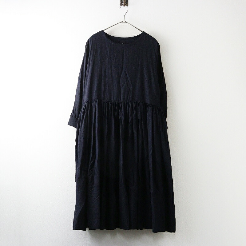 【継続期間制限事項通貨価値】美品 メゾンドソイル maison de soil WOOL/SILK PLAIN RAJASTHAN TUCK GATHERED DRESS WITH LINING 1＼米国海軍 お召しもの【2400014952650】【中古】