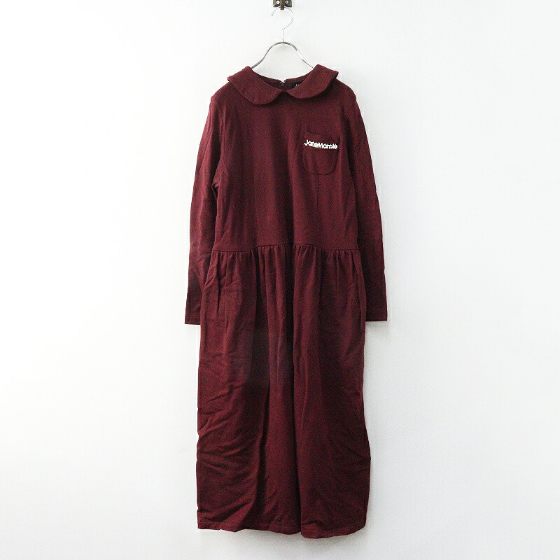 【継続期間押さえる通貨価値】美品 2025AW ジェーンマープル Jane Marple ロゴレースポケットドレス M＼ボルドーワイン 衣裳 太陽フレア ギャザー 丸襟【2400014928150】【中古】