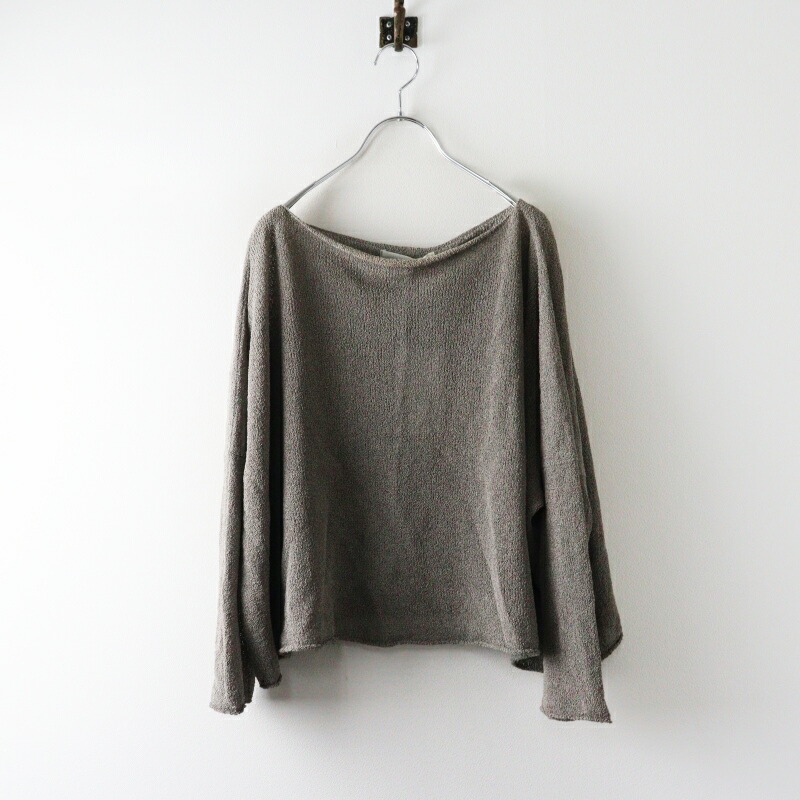 通貨価値25300円 2025SS エヴァムエヴァ evam eva paper yarn pullover 和紙混紡 長袖編み物いの一番 カットソー M 薄墨色／【2400014971095】【中古】