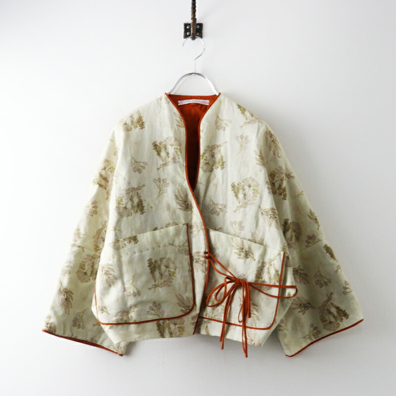 【継続期間押さえる必要経費】2023SS トワヴァーズ TOWAVASE Frais jacket フライス上衣 ｜ベージュ 羽織り ボタニカルフラワー 花柄【2400014958928】【中古】