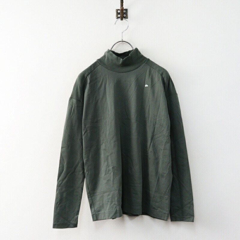 極美品 ミナペルホネン mina perhonen lisse ハイネックカットソー 36＼緑であること 綿織物 タートル プルオーバー choucho刺しゅう【2400014972733】【中古】