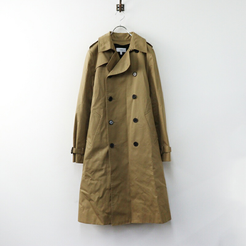 山歩き HYKE 17005 TRENCH COAT トレンチコート 4＼ベージュ 羊毛ラインドライブ付 ロング 胴締め【2400014985177】【中古】