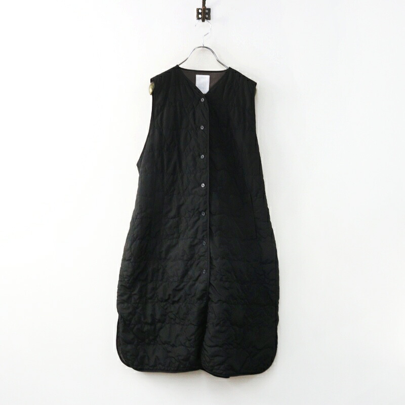 【継続期間制限事項通貨価値】2022AW マーブルシュッド marble SUD Bearキルト Long Vest 黒いこと┃より良い ジレ キルティング EMB ロング【2400014992649】【中古】