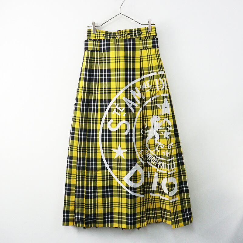 美品 2022年秋LOOK ディオール Christian Dior ロゴタイプPT タータンチェックラッププリーツマキシスカート I40-.【2400014999150】【中古】