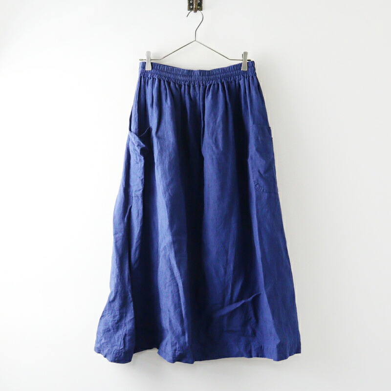 2023SS アトリエナルセ atelier naruse linen gather skirt リネン ギャザー スコート F｜青色 ボトムス ロング 太陽フレア【2400014991109】【中古】