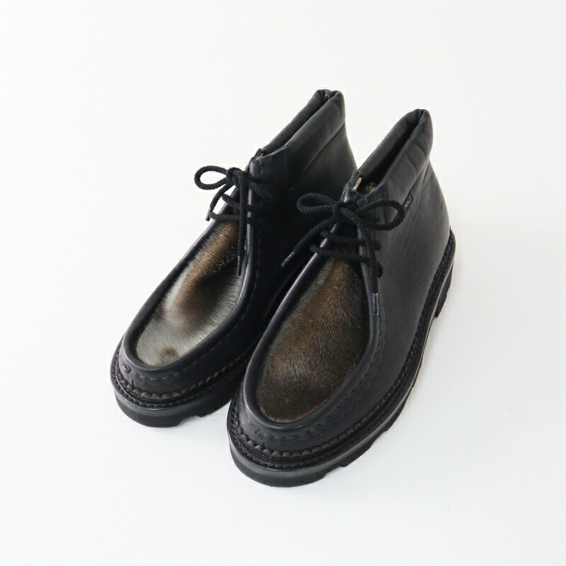 極美品 滅多に無い カールヘルム Karl Helmut 生まれながら毛 毛革 なめし革ブーツ SS/黒いこと シューズ 約23.5珊 チロリアン【2400014968378】【中古】
