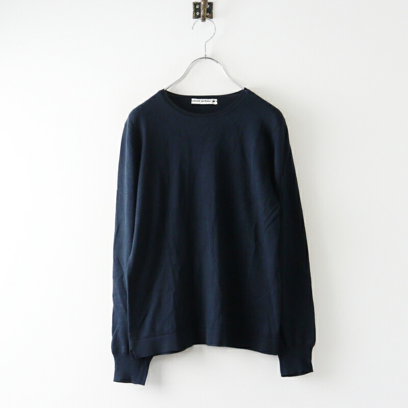 定番 ミナペルホネン mina perhonen usuva 編み物ティーシャツ 38/ダークネイビー トップス【2400014968361】【中古】