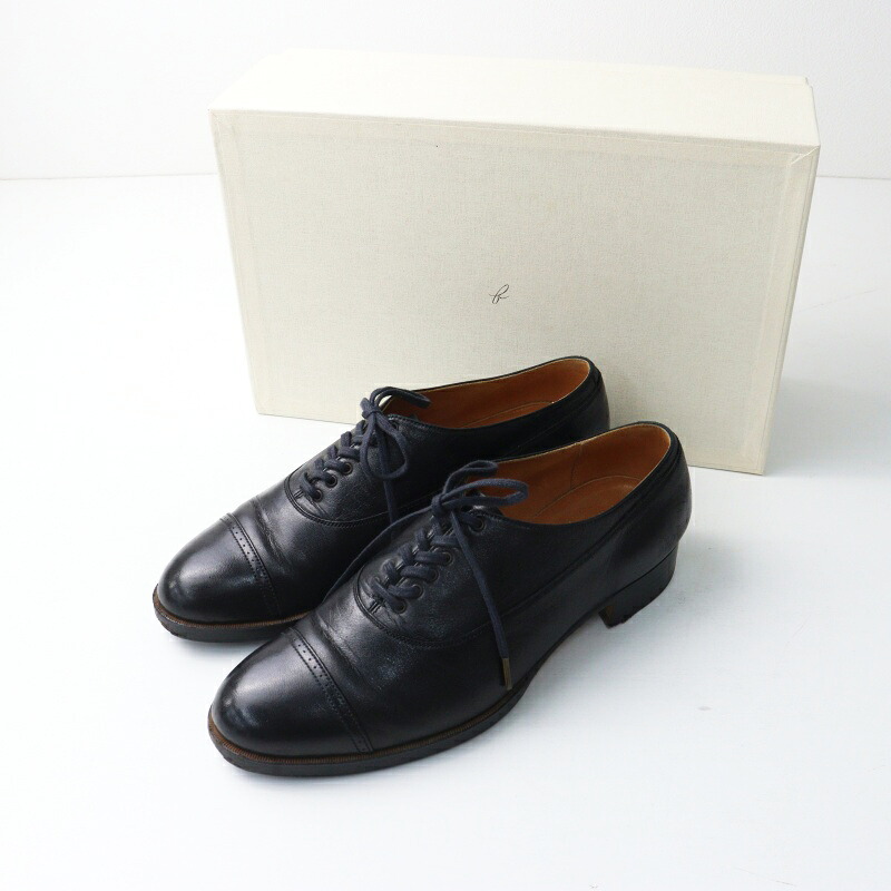 通貨価値62700円 forme Balmoral straight tip(ff-61)size2(22.5-23珊)black■フォルメ 内羽毛 なめし革シューズ 馬革【2400014995626】【中古】