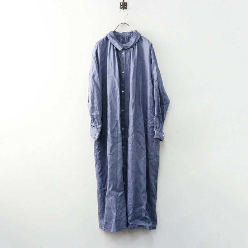 今季 2026SS 通貨価値48400円 ネスト衣裳 nest Robe 60/リネンオックス重ね襟衣裳 F ミッドブルー／【2400015003658】【中古】
