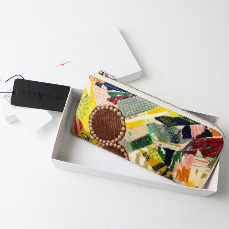 美品  ミナペルホネン mina perhonen mina Spolonen collage wallet 長紙入れ L  白いこと／小物 スポロガム【2400015035499】【中古】
