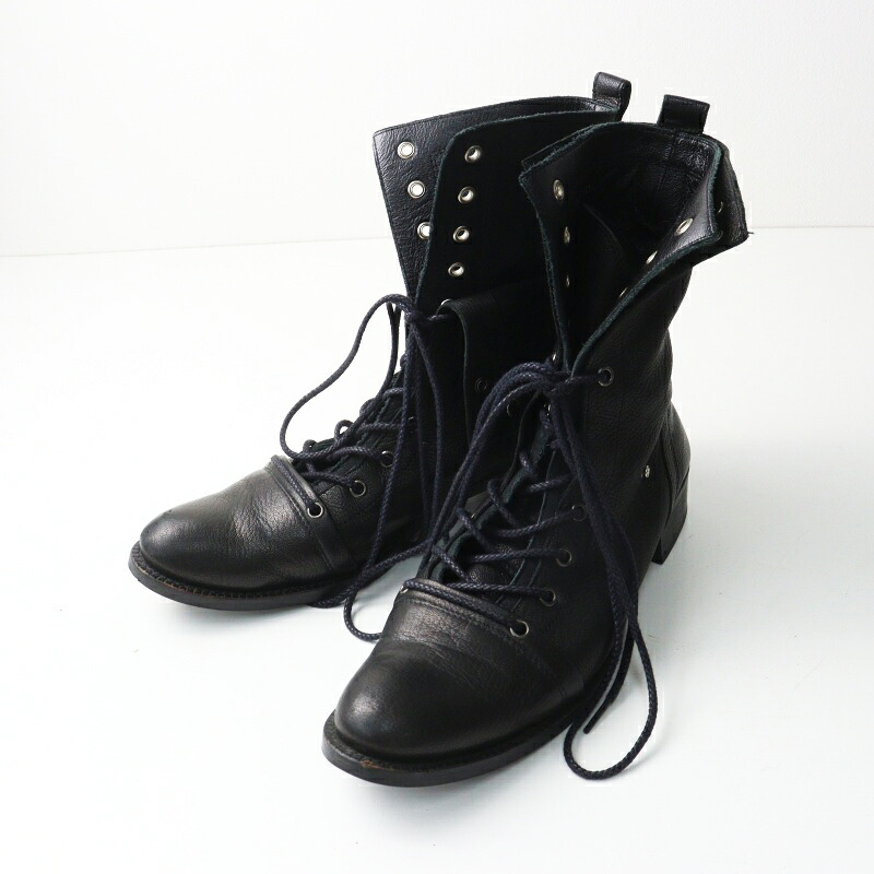 【期間限定価格】ワイズ Y's ヨウジヤマモト Yohji Yamamoto フェルトレイヤードブーツ 4(24cm) ブラック/服飾 くつ レースアップ【2400015045757】【中古】|ブランド古着 買取販売 TRESOR
