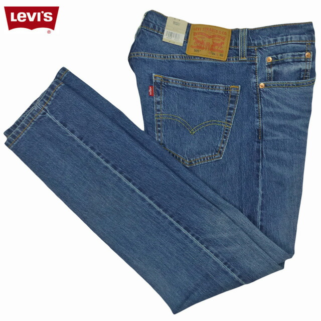 Levi's 505 Regular Fit Jeans リーバイス デニムパンツ ジーンズ レギュラー ストレート テーパード ジップフライ ミディアムウォッシュ ヒゲ ウォッシュ加工