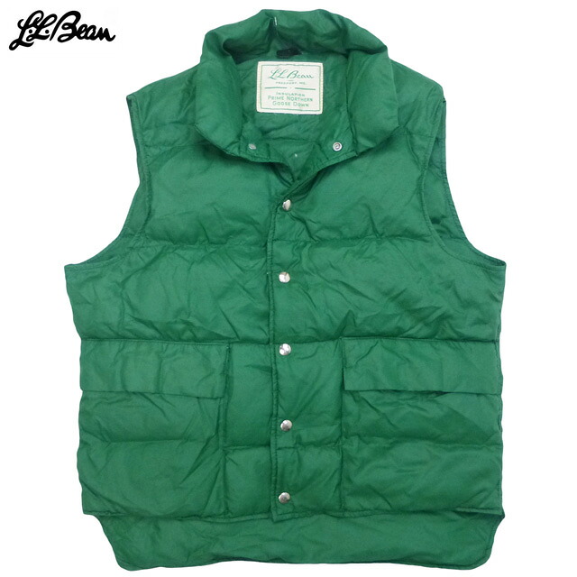 Vintage 70's LL Bean Goose Down Vest 古着 70年代 筆記体 ロゴ エルエルビーン グースダウン ベスト グリーン 緑 ヴィンテージ タグ オールドアウトドア キャンプ【中古】｜Trick or Treat