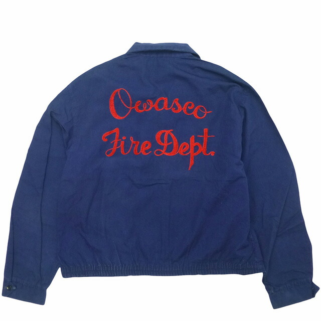 50's Used Fire Dept Drizzler Jkt with chain Stitch 50年代古着 Vintage ヴィンテージ ショート丈 チェーンステッチ ジップアップスイングトップ アイディール【中古】