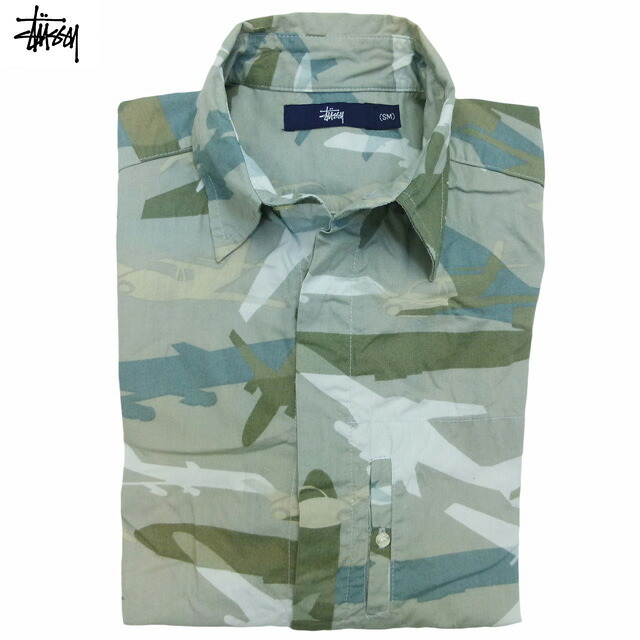Used 00's Made in Australia Stussy Camo Short Sleeve Shirts 00年代 古着 ステューシー 飛行機 迷彩柄 半袖 シャツ S オーストラリア製 カモフラージュ【中古】｜Trick or Treat