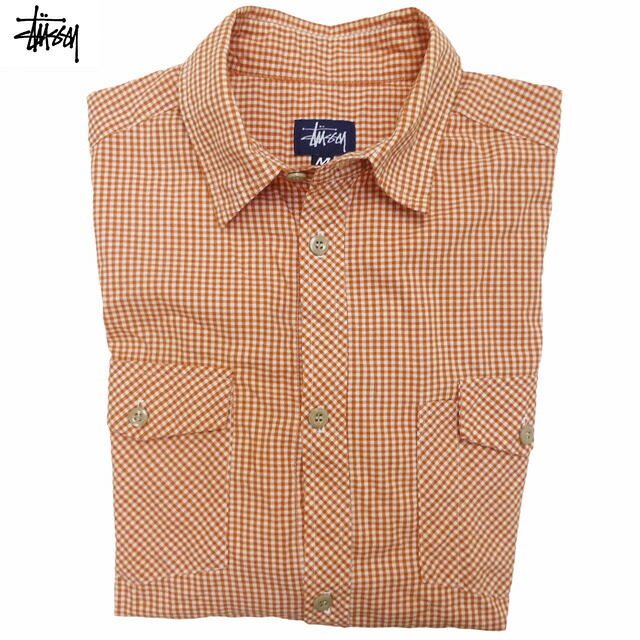 Used 90-00's Made in USA Stussy Gingham Check Short Sleeve Shirts 90-00年代 古着 ステューシー ギンガムチェックシャツ 半袖 M【中古】｜Trick or Treat