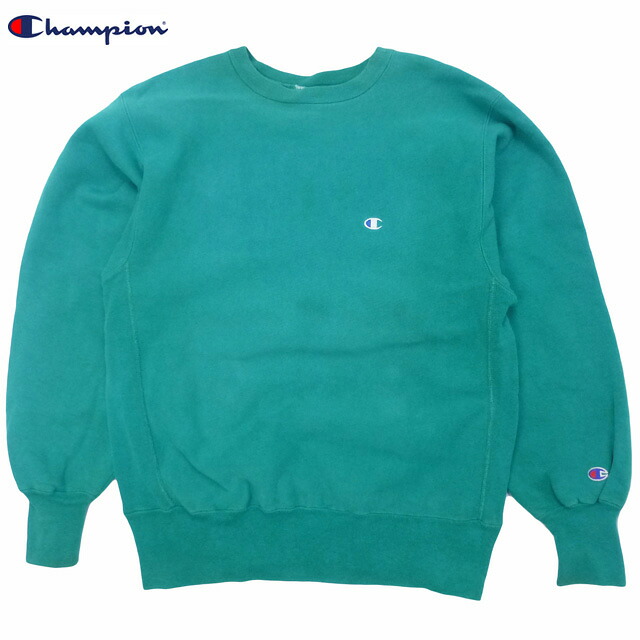 Used USA製 90\u0027s 刺しゅう引き舟 Champion Reverse Weave Sweat Shirts はやりっ児 リバースウィーブ トレーナー 90年月日 刺しゅう引き舟 目付き 無地 ワンポイント 緑であること L Made インチ USA 【古着 中古 】