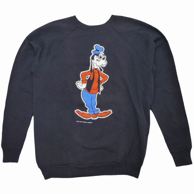80\u0027s Used Disney Goofy Classic Crew Sweatshirt グーフィー ウォルトディズニー 流汗 調教師 黒 黒いこと 80年月日 古着 Vintage ヴィンテージ 長袖【中古】