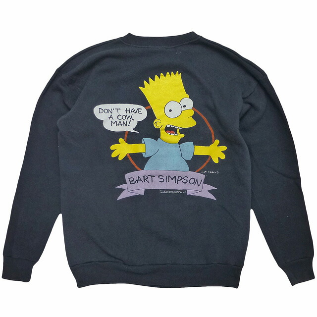 90\u0027s Used SSI The Simpsons Bart Crew Sweatshirt シンプソンズ  バート 流汗 調教師 黒 90年月日 古着 Vintage ヴィンテージ 長袖 アニメ アメコミ【中古】