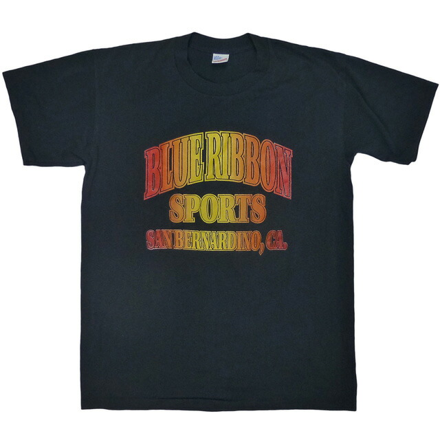 Used 90's Blue Ribbon Sports Vintage Tee 90年代 古着 ブルーリボンスポーツ グラデーション シングルステッチ ヴィンテージ Tシャツ 黒【ゆうパケット対応】