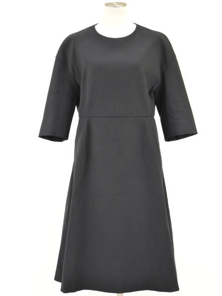 Drawer ドゥロワー ワンピース ダークグレー コットン Drawer（ドゥロワー）の「Drawer コットンツイルフロントフリル