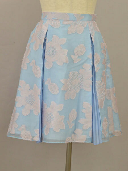 トッカ TOCCA フラワー プリーツ スカート 0サイズ ライトブルー レディース F-L6499【中古:新古品・未使用品】【ブランド買取販売トリヴァンドラム】200801|TRIVANDRUM
