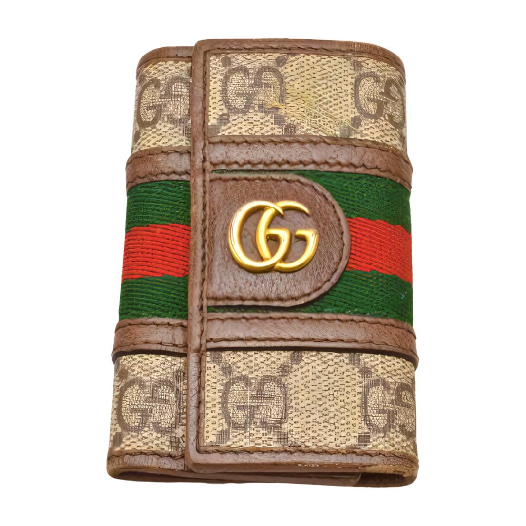 【国内発送★GUCCI】〔オフィディア〕GG キーケース キャンバス オフィディア〕キーケースベージュ＆エボニー GGスプリーム