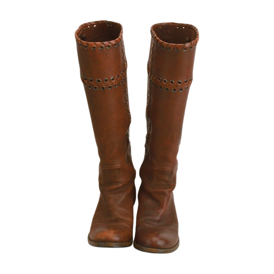 PRADA レディース　ブラウン　レザーロングブーツ　23cm 楽天市場】プラダ ロングブーツ ロゴ入り 36 23cm ブラック 黒