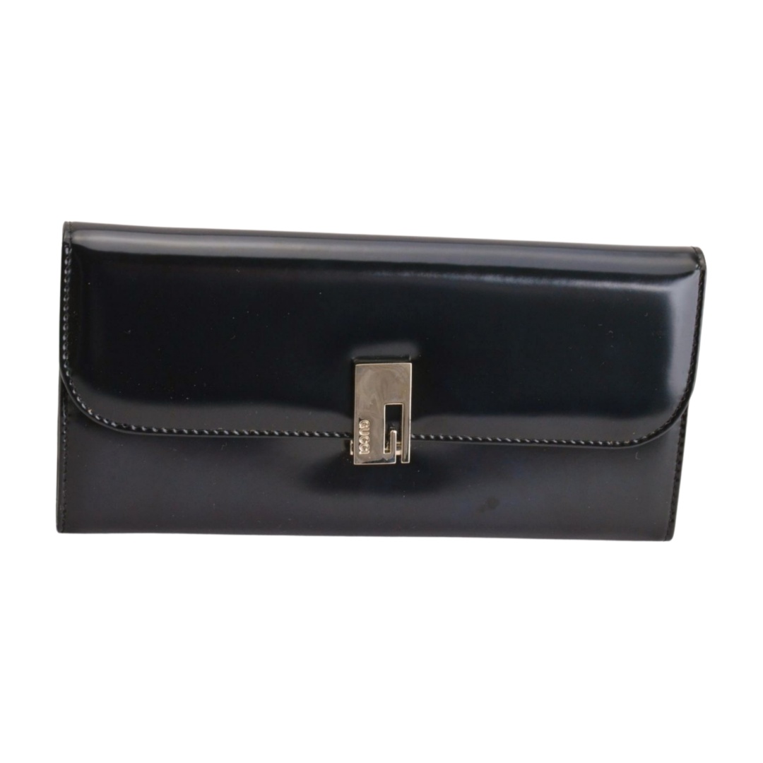 グッチ GUCCI ターンロック式 長財布 エナメル パテント レザー Gプレート ブラック イタリア製 0F65300 レディース F-ST2220【中古】【ブランド買取販売トリヴァンドラム】260411｜TRIVANDRUM
