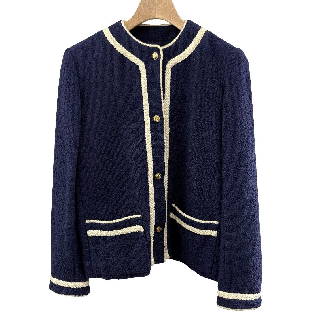 シャネル CHANEL セットアップ ツイード ジャケット スカート ネイビー 025 11 536 レディース 【中古：良品】 【ブランド買取販売トリヴァンドラム】 260714｜TRIVANDRUM
