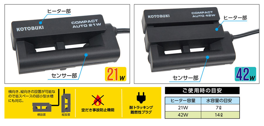 楽天市場 コトブキ コンパクトオート ４２ｗ 超小型 14ｌ以下 水槽適合オートヒーター 熱帯魚 アクアリウム 保温器具 オートヒーター トロピカルワールド楽天市場店